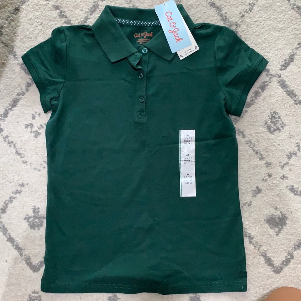 NWT cat and Jack green uniform polo size 7/8